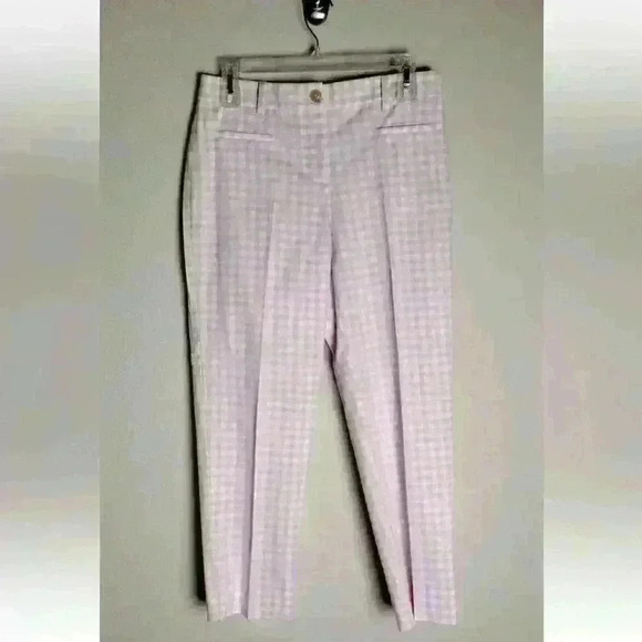 ANN TAYLOR Pants. Purple/White Checkered Straight Pants. EUC - Picture 1 of 3